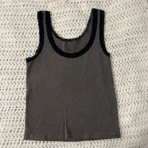 Brandy Gray Lace Trim Tank Top!